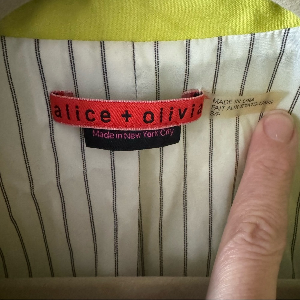 Alice + Olivia Yellow Elyse Blazer Women’s Size S - Picture 6 of 10